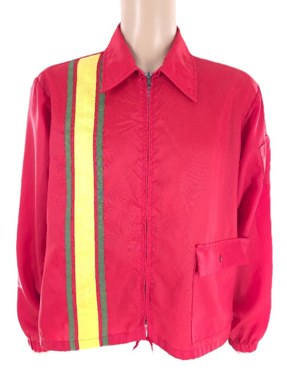 Vintage 1980s Swingster Racing Stripe Nylon Windbreaker Men Jacket Red Size L